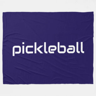 Moderner weißer PICKLEBALL-Text auf tiefblauem Nav Fleecedecke