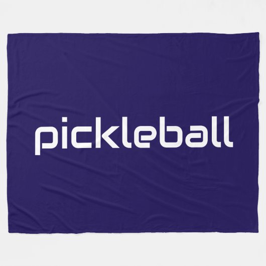 Moderner weißer PICKLEBALL-Text auf tiefblauem Nav Fleecedecke (Vorderseite (Horizontal))