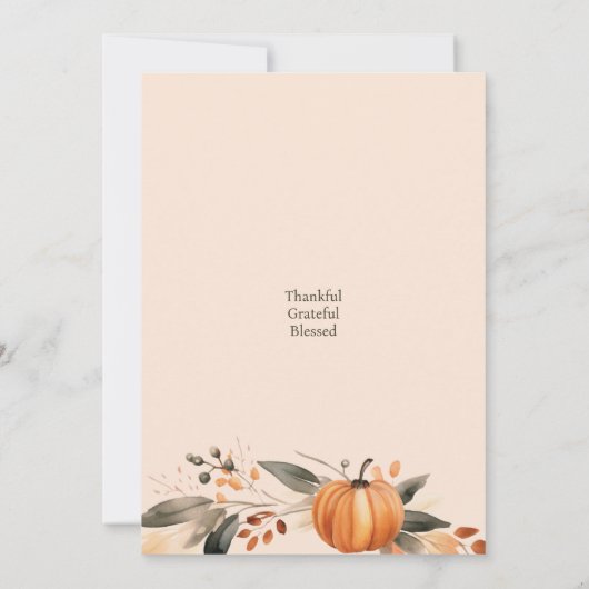 Moderner Weißer Pumpkin-Erntedank Einladung (Rückseite)