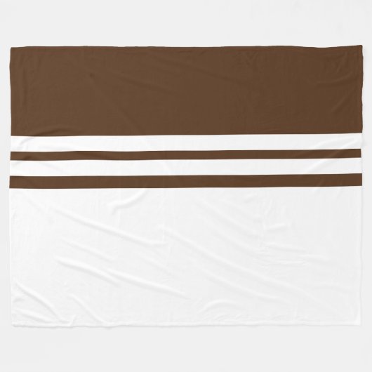 Moderner weißer Racing Streifen Kakaofarbblock Fleecedecke (Vorderseite (Horizontal))