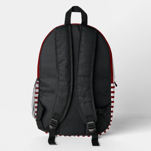 Moderner weißer Rucksack mit Deep Red Line Art (Rückseite)