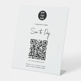 Moderner weißer Scan zur Bezahlung von QR Code Soc Sockelschild