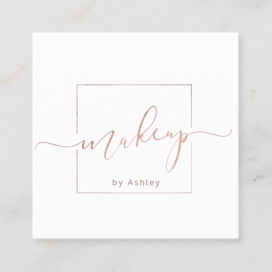 Moderner weißer schicker Minimalist Make-up Quadratische Visitenkarte (Vorderseite)