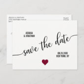 Moderner weißer schwarzer BURGUNDER, der SAVE THE Ankündigungspostkarte (Vorne/Hinten)