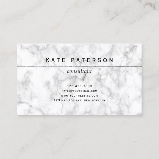 Moderner weißer silberner visitenkarte (Rückseite)