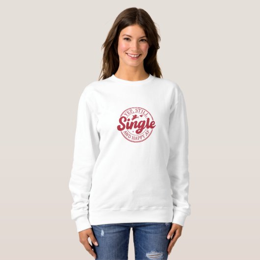 Moderner Weißer Single und Happy Print Sweatshirt (Vorne ganz)