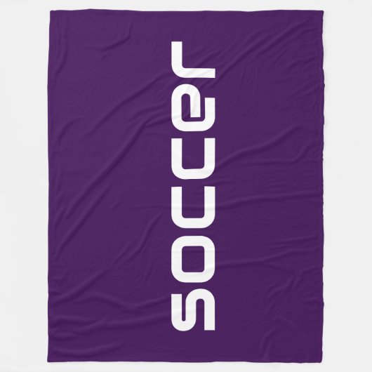 Moderner weißer SOCCER-Text auf fett tief Lila Fleecedecke (Vorderseite)
