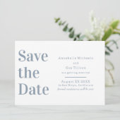 Moderner weißer und dunkelblauer Schriftart Save The Date (Stehend Vorderseite)