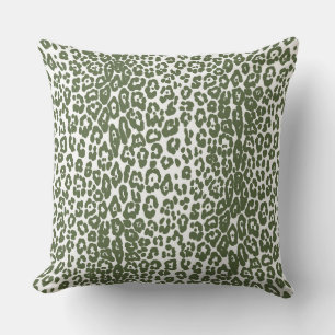 Moderner weißer und dunkelgrüner Leopardendruck Kissen