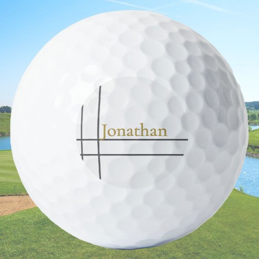 Moderner, weißer und goldener individuelle Name Golfball