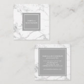 Moderner weißer und grauer Marmor Quadratische Visitenkarte (Vorne/Hinten)