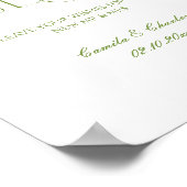 Moderner Weißer und Grüner Hochzeitsgästebuchposte Poster (Ecke)