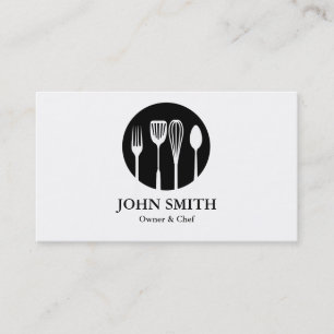 Moderner weißer und schwarzer Catering-Restaurant- Visitenkarte
