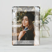 Moderner weißer Vellum Foto Abschluss Ankündigung (Stehend Vorderseite)