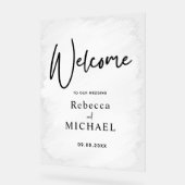 Moderner, weißgestrichener Hochzeitsempfang Acrylschild (Winkel)