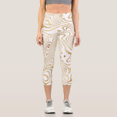 Moderner Weißgoldmarmor Abstrakt Capri Leggings (Vorderseite)