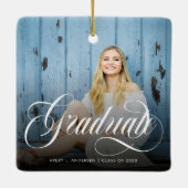 Moderner Weißkalligraphie-Foto-Abschluss Keramikornament (Rückseite)