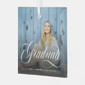 Moderner Weißkalligraphie-Foto-Abschluss Ornament Aus Glas (Vorderseite links)