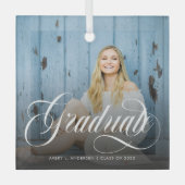 Moderner Weißkalligraphie-Foto-Abschluss Ornament Aus Glas (Vorderseite)