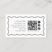 Moderner, welliger Rahmen, qr-Code, Fotografie Visitenkarte (Rückseite)