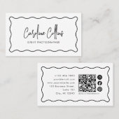 Moderner, welliger Rahmen, qr-Code, Fotografie Visitenkarte (Vorne/Hinten)