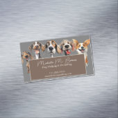 Moderner Welpenhund Walker Sitter Tiergrau Magnetische Visitenkarte (Beispiel)