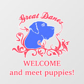 Moderner Welpenverkäufer Begrüßungsanschrift Fensteraufkleber (Blatt)