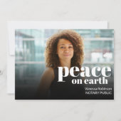 Moderner Weltfrieden Weißtext Notar Foto Feiertagskarte (Vorderseite)