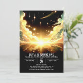 Moderner Weltraum Celestial Digital Birthday Einladung (Stehend Vorderseite)