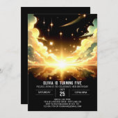 Moderner Weltraum Celestial Digital Birthday Einladung (Vorne/Hinten)