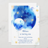 Moderner Weltraum Galactic Geburtstag Einladung (Vorne/Hinten)