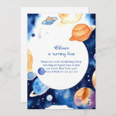 Moderner Weltraum Stille Geburtstag Einladung (Vorne/Hinten)