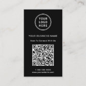 Moderner Werbe-Logo-QR-Code Schwarz Visitenkarte (Vorderseite)