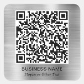 Moderner Werbe-QR-Code Silber Quadratischer Aufkleber (Vorderseite)