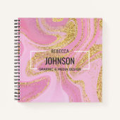 Moderner Wertvoll rosa Goldmarmorname - Notebook Notizblock (Vorderseite)