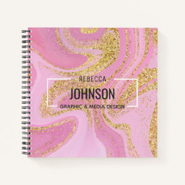 Moderner Wertvoll rosa Goldmarmorname - Notebook Notizblock