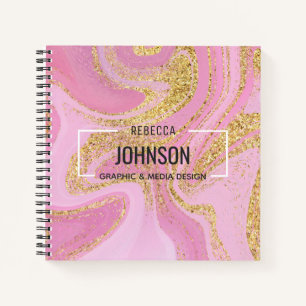Moderner Wertvoll rosa Goldmarmorname - Notebook Notizblock