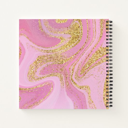 Moderner Wertvoll rosa Goldmarmorname - Notebook Notizblock (Rückseite)