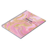 Moderner Wertvoll rosa Goldmarmorname - Notebook Notizblock (Linke Seite)