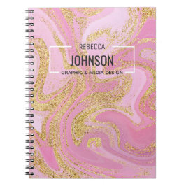 Moderner Wertvoll rosa Goldmarmorname - Notebook Notizblock