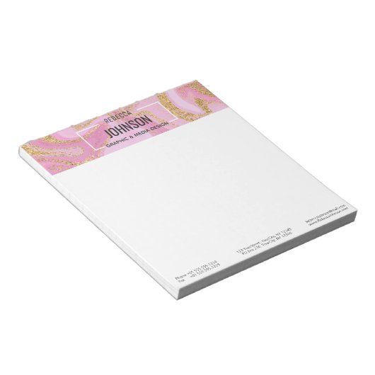Moderner Wertvoll rosa Goldmarmorname - Notepad Notizblock (angewinkelt)