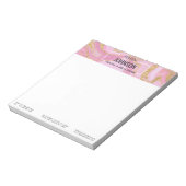 Moderner Wertvoll rosa Goldmarmorname - Notepad Notizblock (Rotiert)