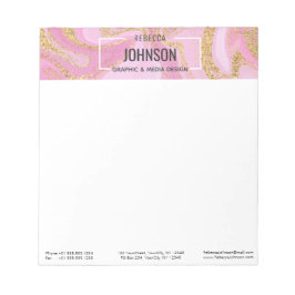 Moderner Wertvoll rosa Goldmarmorname - Notepad Notizblock