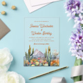 Moderner Western Terracotta Wüste Kaktus Landschaf Acryleinladungen (In Situ (Hochzeit))