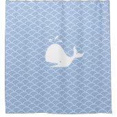 Moderner Whale am hellblauen Duschvorhang (Vorderseite)