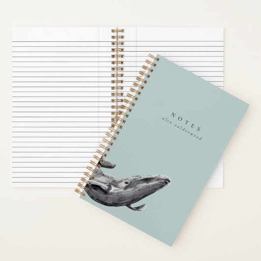 Moderner Whale in Wasserfarben Personalisiert Notizblock (Innen)