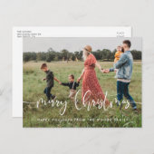 Moderner whimsical Schriftart Frohe Weihnachtsfami Postkarte (Vorne/Hinten)