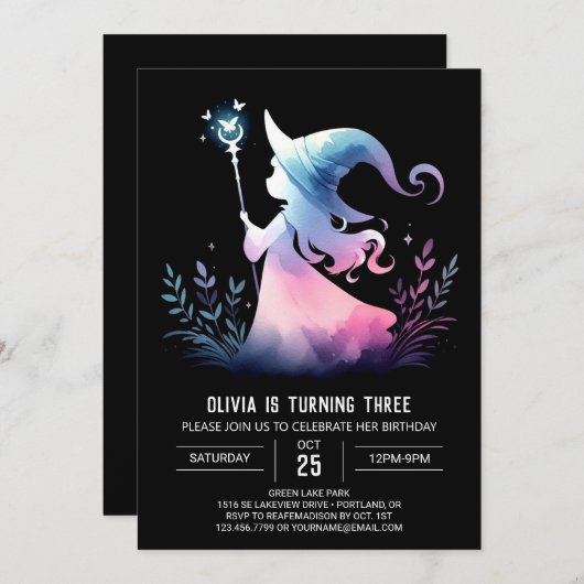 Moderner Whimsikzender Geburtstag Einladung (Vorne/Hinten)