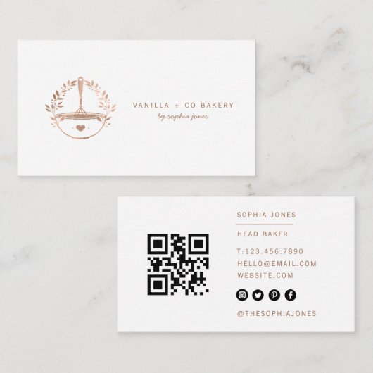 Moderner Whisky Bakery Caterer Business QR Code Visitenkarte (Vorne/Hinten)
