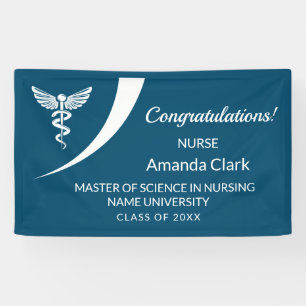 Moderner White & Blue Caduceus Nursing Abschluss Banner